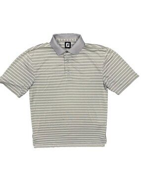 FootJoy Golf Shirt Stretch Mens Short Sleeve Polo Striped Grey Pique Small
